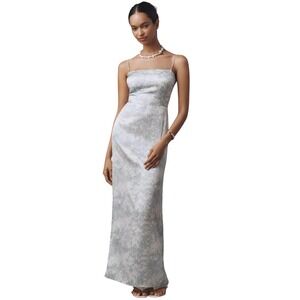 Reformation Silk Maxi‎ Slip Dress Blue Wedding Guest Vacation Sz 8 Frankie NWT